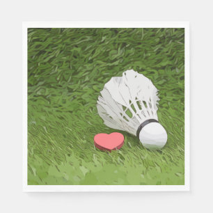 Badminton Napkin Shuttlecock with love on green