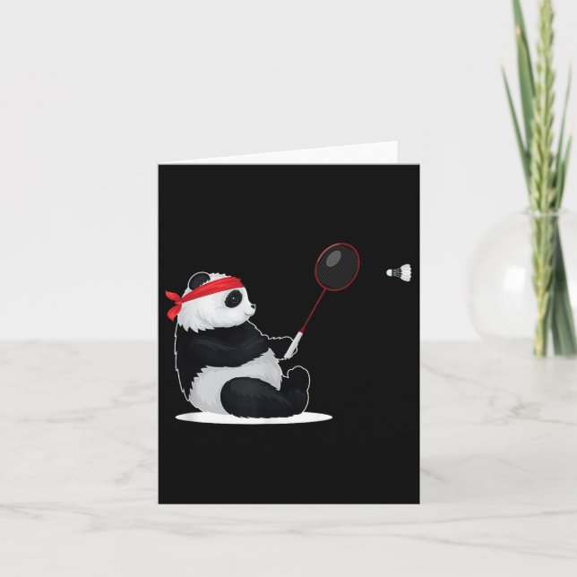 Badminton Panda Funny Sweet Sport Humor Shuttle An Card (Front)