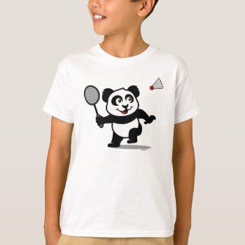 Badminton Panda (light Shirts) T-shirt by cuteunion at Zazzle