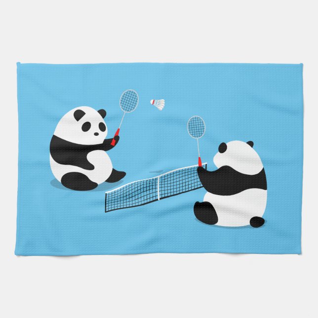 Badminton Pandas Sports Towel (Horizontal)