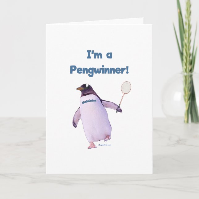 Badminton Penguin Card (Front)