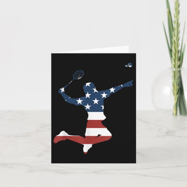 Badminton Player American Flag Apparel Badminton P Card (Front)
