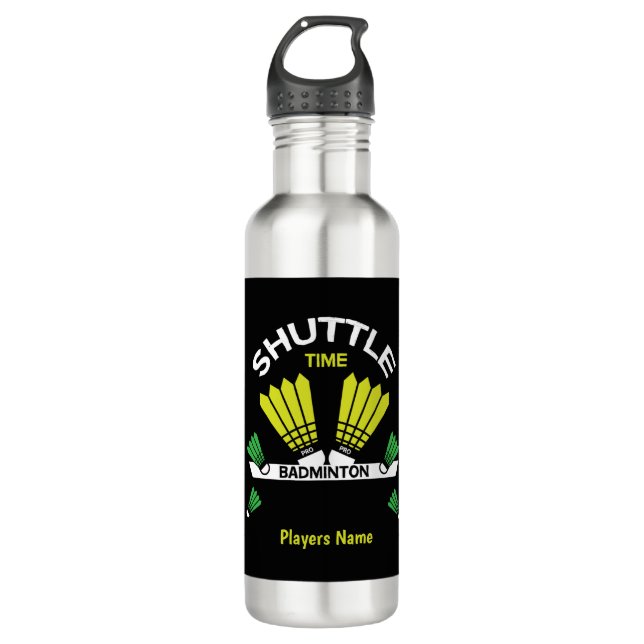 Badminton Player Battledore Sports Stainless Steel Water Bottle (Front)