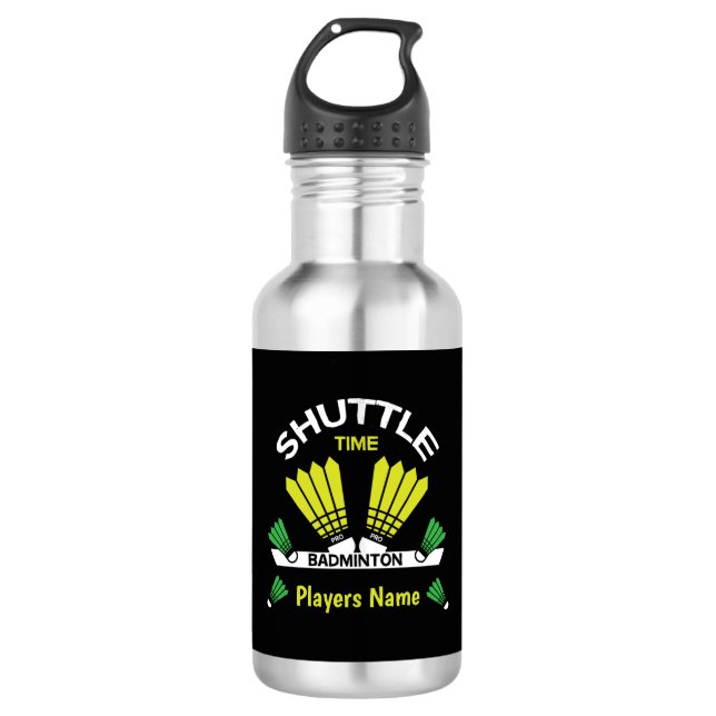Badminton Player Battledore Sports Stainless Steel Water Bottle (Front)
