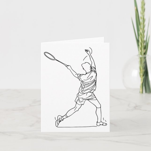 Badminton Player Drawing Shuttle Game For Boys  Card (Front)