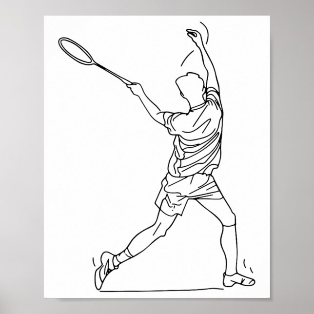 Badminton Player Drawing Shuttle Game For Boys  Poster (Front)