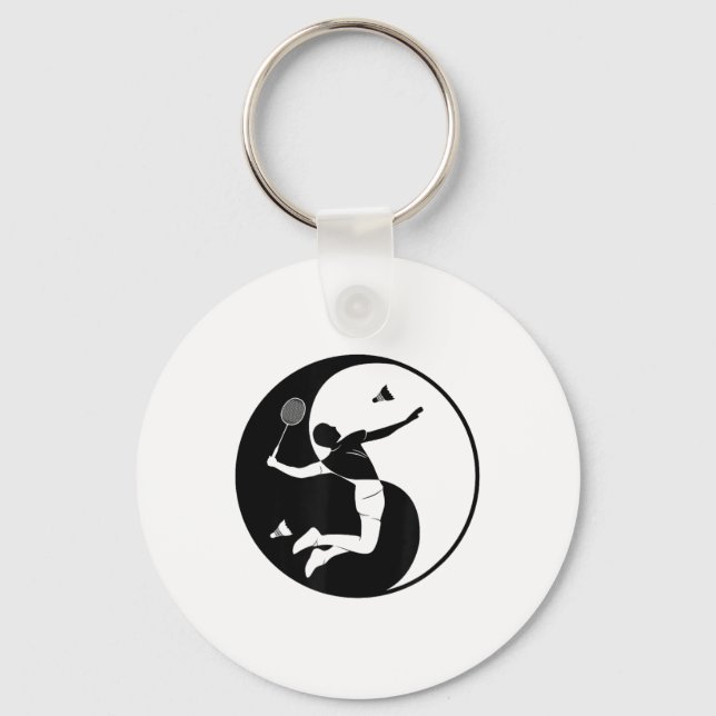 Badminton-player Game Shuttle Yin-yang-symbol Badm Keychain (Front)