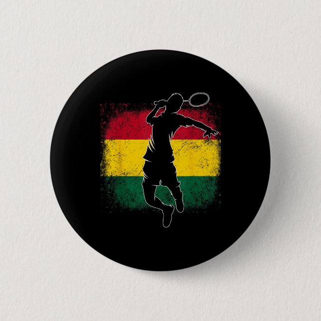 Badminton Player Ghanaian Flag Ghana  Button (Front)