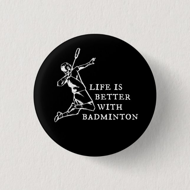 Badminton Player Gifts Button (Front)