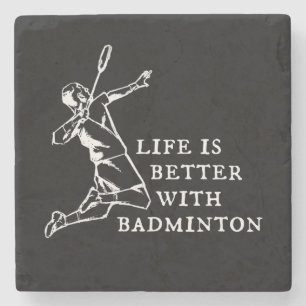 Badminton Player Gifts Stone Coaster