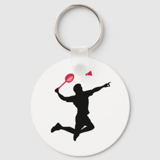 Badminton player jump keychain
