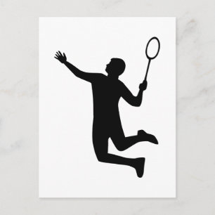 Badminton player jump postcard