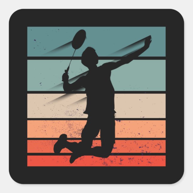 Badminton Player Jump Smash Square Sticker (Front)