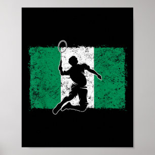 Badminton Player Nigeria Nigerian Flag Nigeria  Poster