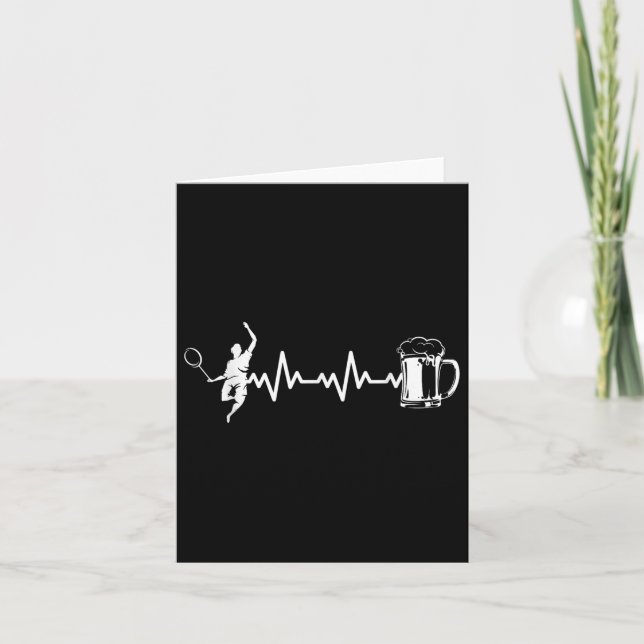 Badminton Player Racket - Heartbeat Ekg Badminton  Card (Front)