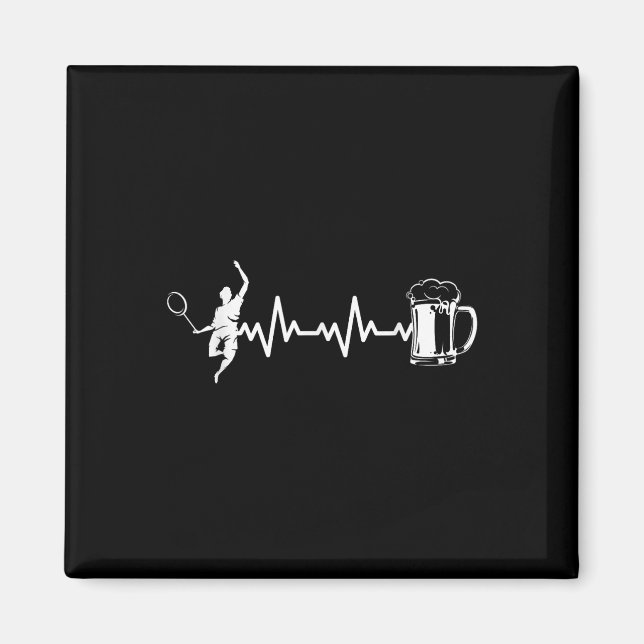 Badminton Player Racket - Heartbeat Ekg Badminton  Magnet (Front)