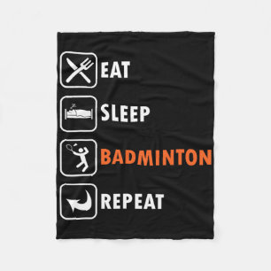 Badminton Player Racket Shuttle Athlete Eat Sleep  Fleece Blanket