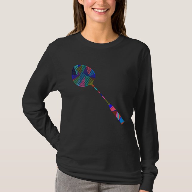 Badminton Player Racket Shuttlecock Hobby Sports T-Shirt (Front)