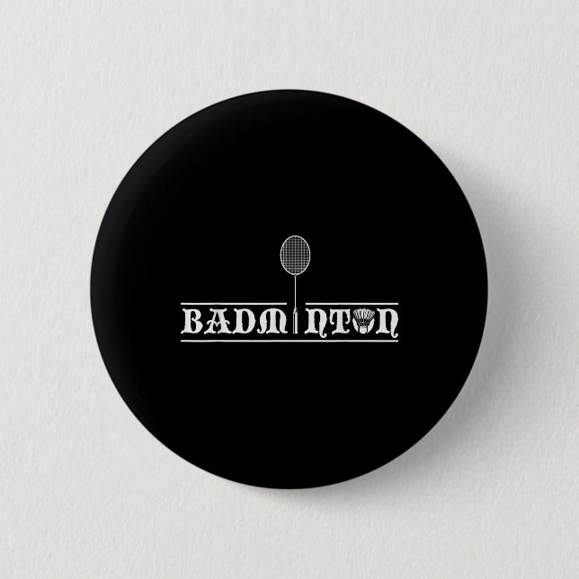 Badminton Player Real Men Team Shuttle Coach Badmi Button (Front)