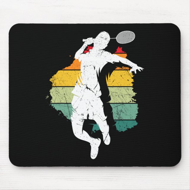 Badminton Player Retro Badminton Team Shuttle Play Mouse Pad (Front)