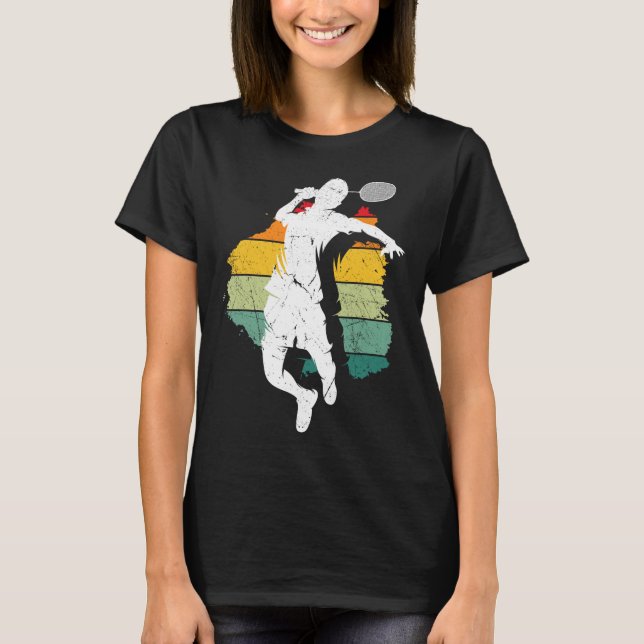 Badminton Player Retro Badminton Team Shuttle Play T-Shirt (Front)