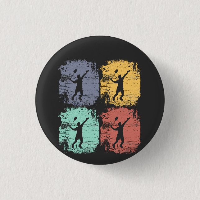 Badminton Player Retro Button (Front)