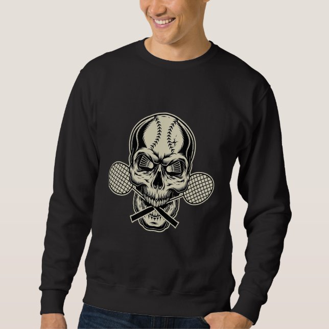 Badminton Player Retro Skull Skeleton Shuttlecock  Sweatshirt (Front)