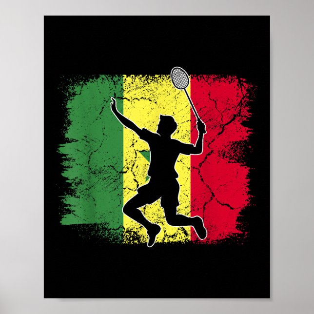 Badminton Player Senegalese Flag Senegal  Poster (Front)