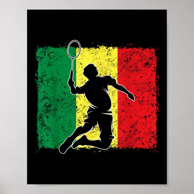 Badminton Player Senegalese Flag Senegal  Poster (Front)
