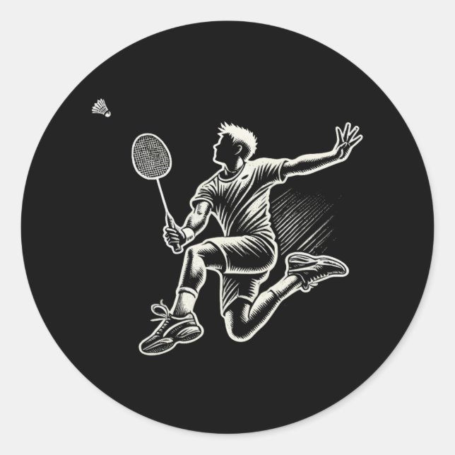 Badminton Player Shuttle 4  Classic Round Sticker (Front)