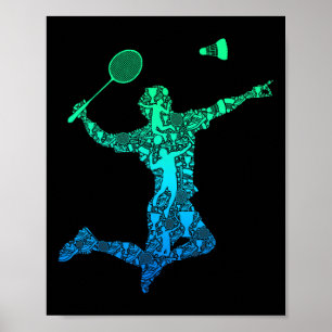 Badminton Player Shuttle Boys Kids Men Youth Poster