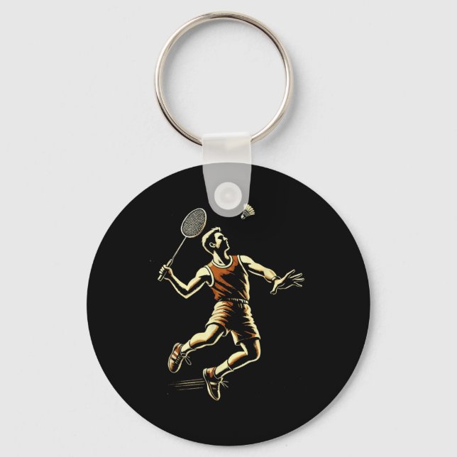 Badminton Player Shuttle  Keychain (Front)