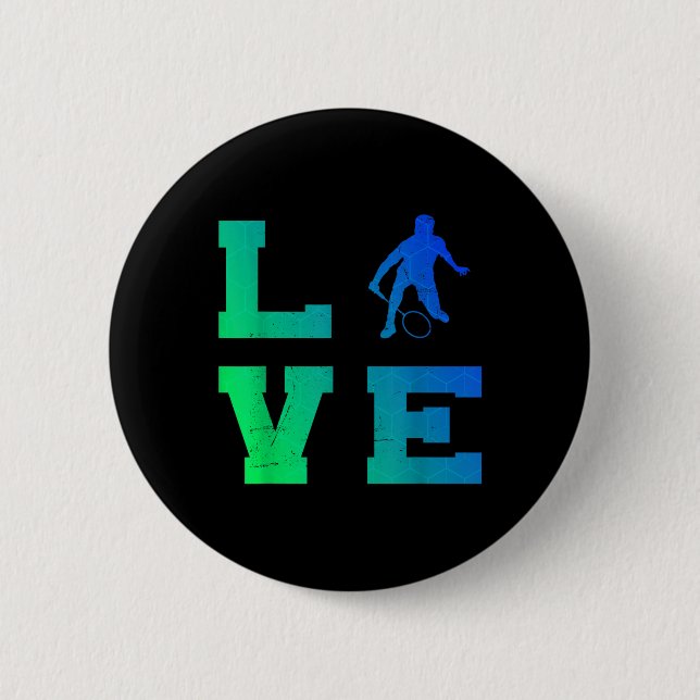 Badminton Player Shuttle Squash Mens Badminton  Button (Front)