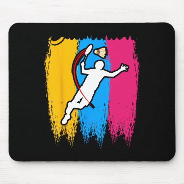 Badminton Player Shuttle Time Smash Rackets Lover  Mouse Pad (Front)