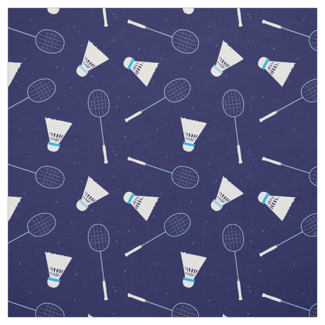 Badminton Player Shuttlecocks and Rackets Pattern Fabric (Swatch)