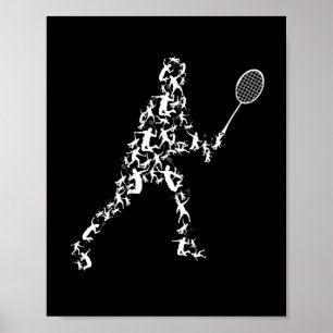 Badminton player Silhouette Shuttlecock racket Poster