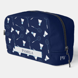 Badminton Player Sports Pattern Monogram Dopp Kit
