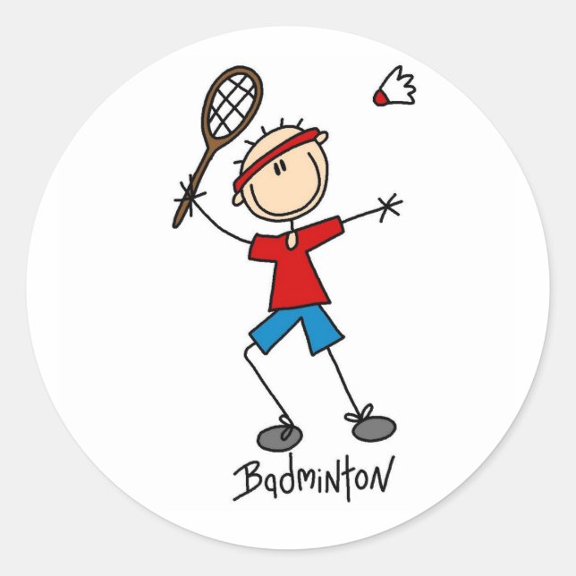 Badminton Player T-shirts and Gifts Classic Round Sticker (Front)