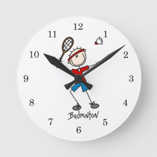 Badminton Player T-shirts and Gifts Round Clock