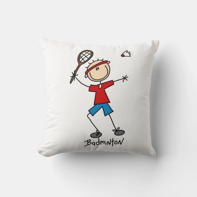 Badminton Player T-shirts and Gifts Throw Pillow (Front)
