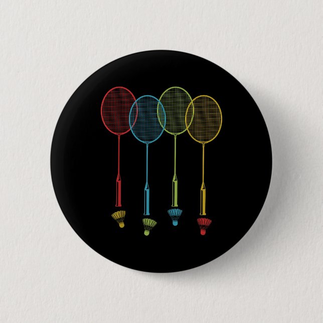 Badminton Player Team Shuttle Coach Match Badminto Button (Front)