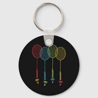 Badminton Player Team Shuttle Coach Match Badminto Keychain