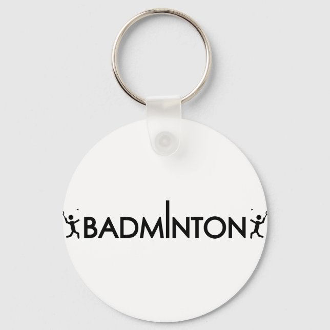 badminton player text icon keychain (Front)