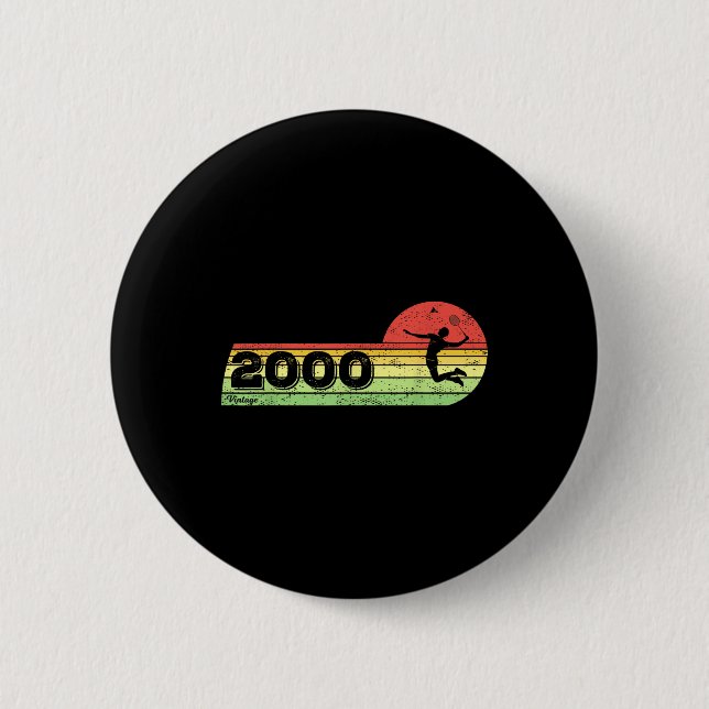 Badminton-player Vintage 2000 Birthday Shuttle Bad Button (Front)