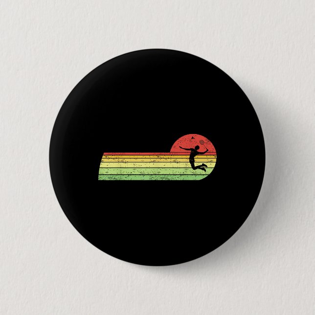 Badminton-player Vintage Birthday Shuttle Badminto Button (Front)
