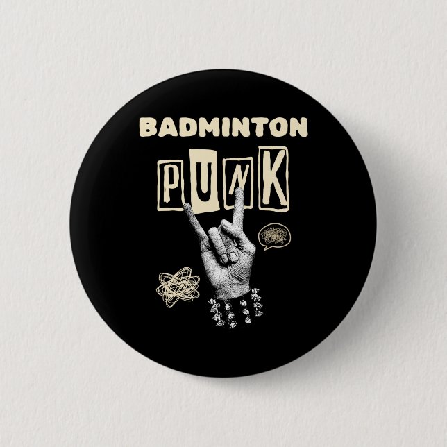 Badminton Punk Rock N Roll Racket Shuttle Sport  Button (Front)