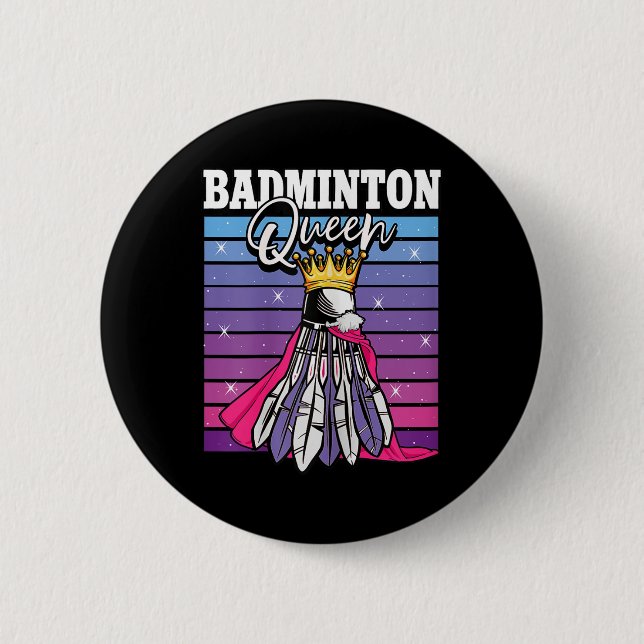 Badminton Queen Shuttle Player  Button (Front)