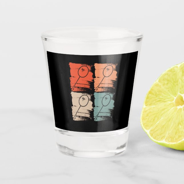 Badminton Racket Badminton Retro Shot Glass (Front)
