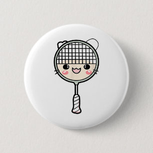 Badminton Racket Cartoon Face Shuttle Player  Button
