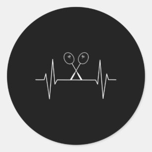 Badminton Racket Heartbeat Badminton Player, Shutt Classic Round Sticker